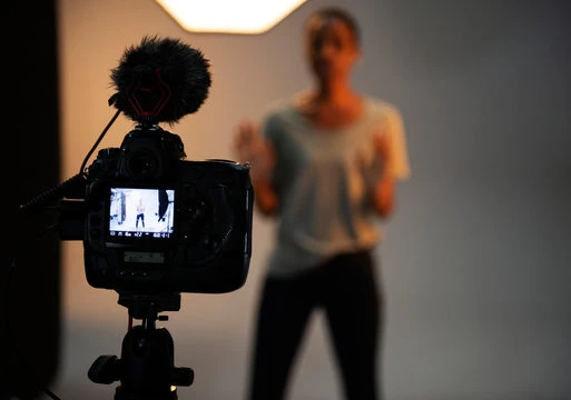 Actor recording a self-tape audition at home